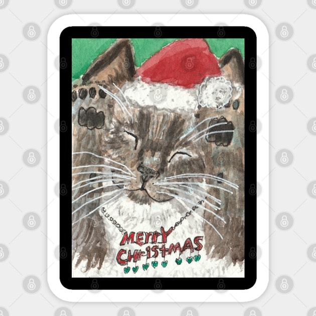 Siamese kitten cat Merry Christmas Sticker by SamsArtworks